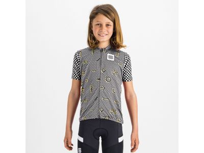 Sportful Checkmate children's jersey, black/white/yellow